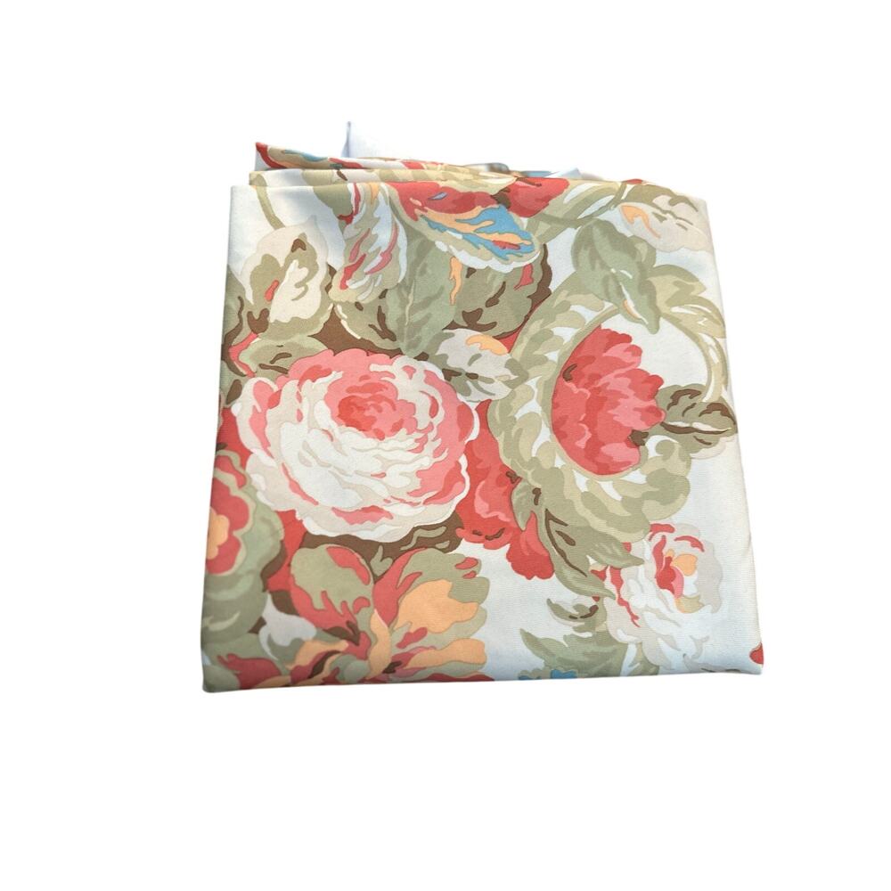 Waverly Floral Oval Tablecloth 75”x75” Cream Orange Green